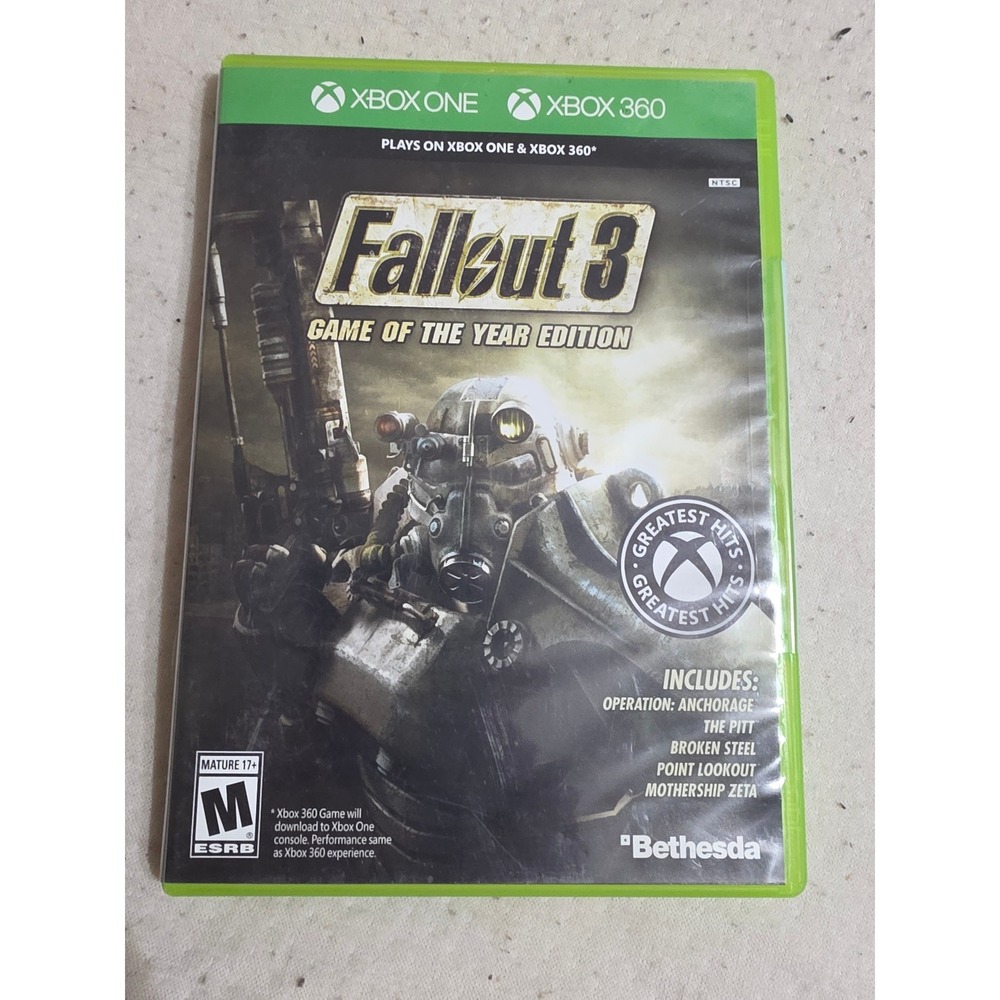 Fallout 3 Game of the Year Edition Xbox 360 Xbox One Bethesda GOTY 2-Disc Set